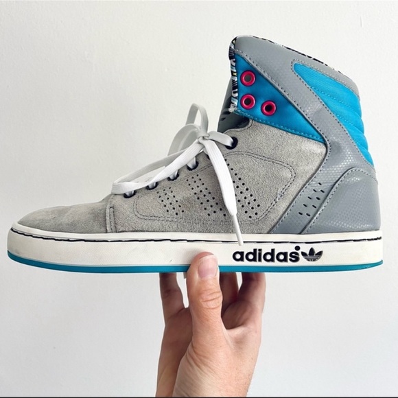 Adidas Adi High EXT Hightop Suede Sneaker 2012 Retro Style In Gray Blue Size 7 - Picture 12 of 12